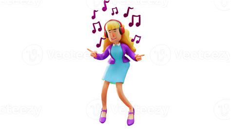 Free 3d Illustration Talented Beautiful Woman 3d Cartoon Character Beautiful Woman Singing