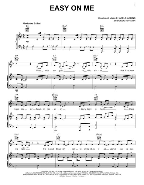 Adele Easy On Me Easy Piano Sheet Music Download Printable Pdf