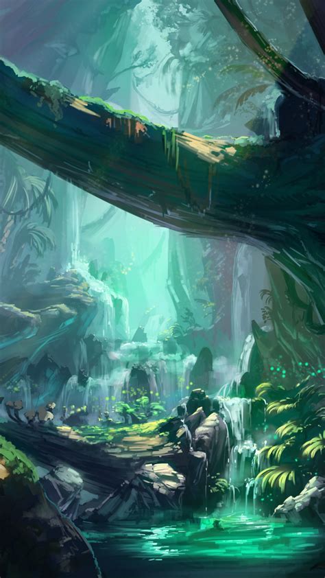 Ancient Forest Wallpaper Fantasy Art Forest Temple River