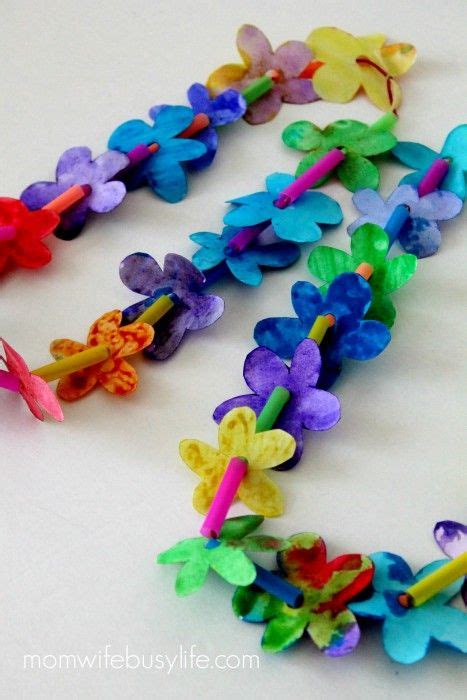 How To Make Watercolor Paper Hawaiian Leis Mom Wife Busy Life