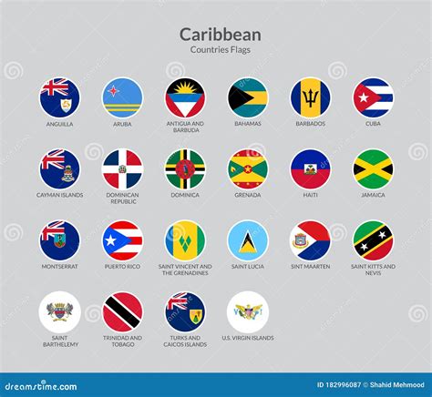 Caribbean Countries Countries Flag Icons Collection Cartoon Vector