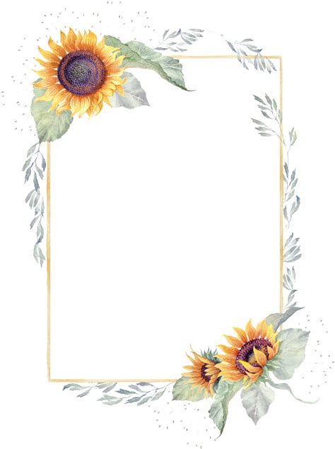 Download Sunflower Border Watercolor Hand Painted
