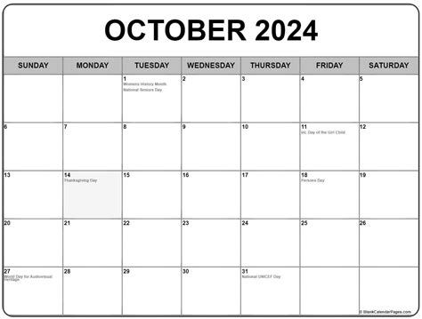 Calendar Of October 2022 Pics