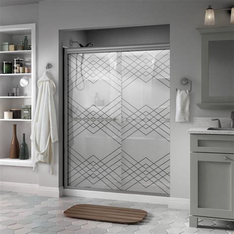 Delta Lyndall 60 In X 70 In Semi Frameless Traditional Sliding Shower Door In Nickel With