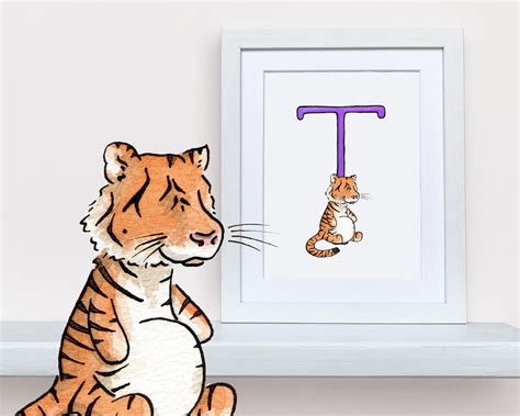 T Is For Tiger Alphabet Nursery Art X Mounted Etsy