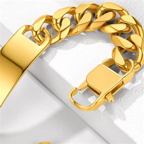Buy U7 Menwomen Text Engraving Id Bracelet Stainless Steel Gold Plated