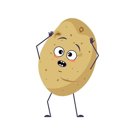 Premium Vector Cute Potato Character With Emotions In A Panic Grabs