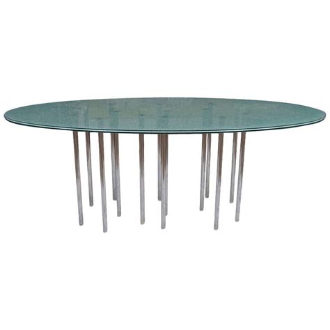 19mm thick clear or smoked crackle glass top. Mid Century Modern Oval Crackle Glass Dining Table at 1stdibs