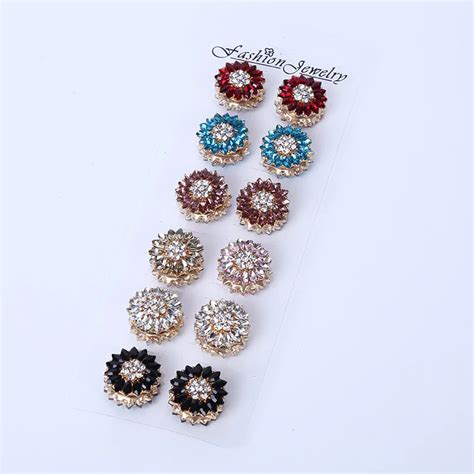 women flower magnet muslim brooches floral crystal hijab pins shawl scarves scarf pins clip for