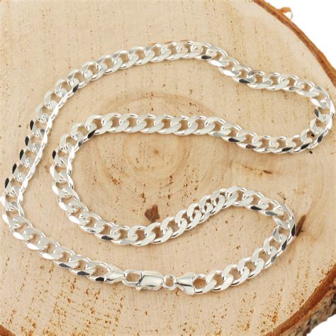 Solid Sterling Silver Men's Curb Chain 7.8mm Width