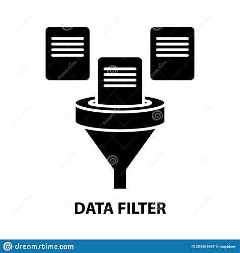 Data Filter Icon Black Vector Sign With Editable Strokes Concept