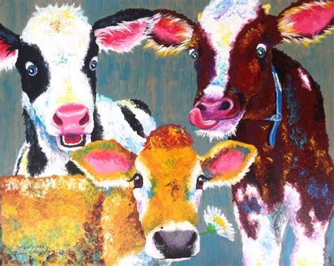 Funny Cow Painting By Cullmanlaurasart On Etsy