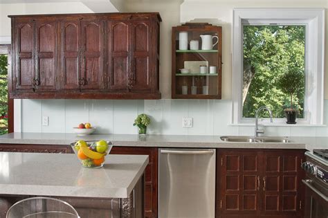 Hence, adding a pop color to neutrals like white, grey, beige or brown infuses the kitchen with life and vitality. Indian Inspired Solid wood Kitchen Cabinets - Asian ...