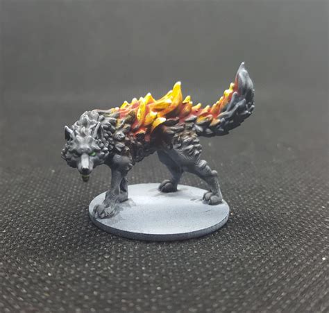 3d Printable Fire Wolf Monstrous Creature Dnd 32mm Scale By