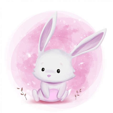 Illustration Aquarelle De Lapin Mignon Vecteur Premium