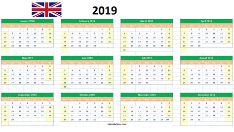 2019 Uk Excel Calendar Printable Calendar Printables Calendar Excel