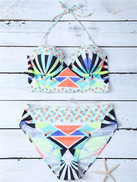 12 Off 2021 Ethnic Style Geometric Bikini Set In Colormix Zaful