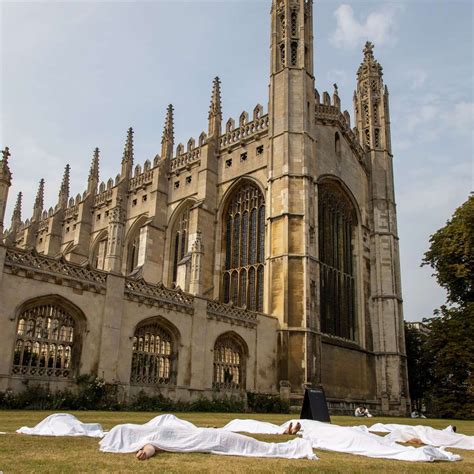 in pictures extinction rebellion cambridge holds naked protest on lawn of king s college