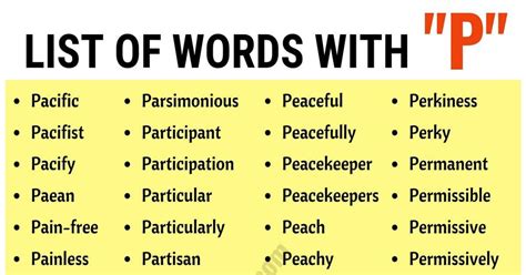 Words That Start With P In This Lesson You Will Learn A List Of Words