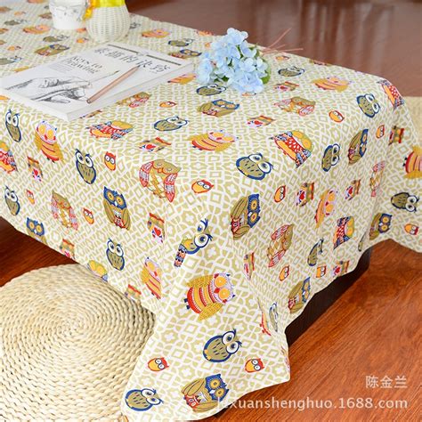 Cotton Linen Print Color Owls Customed Tablecloth Cover Table Deco 17317ccustom Tablecloths