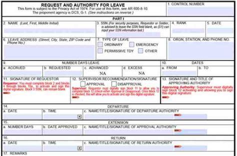 Download Da Form 31 Request An Authority For Leave Form