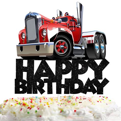 Trucks Happy Birthday Cake Topper Decorations For Transportation Theme