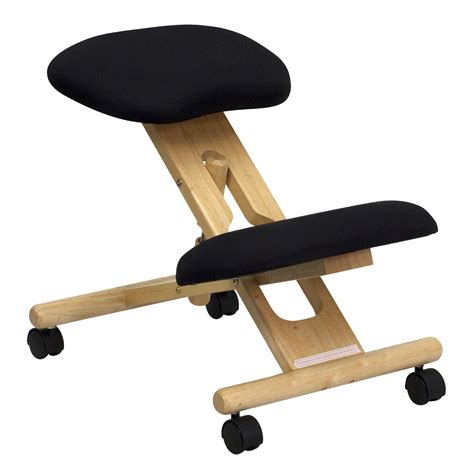 Flash Mobile Wooden Ergonomic Kneeling Chair in Black ...