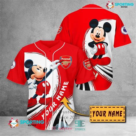 Arsenal Fc Custom Name Mickey Baseball Jersey