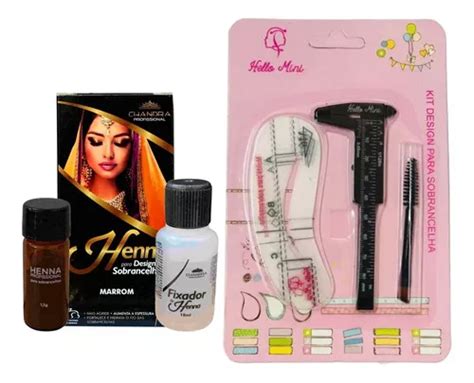 Kit Completo De Henna Para Cejas De Diseñador Con Brocha Color Marrón