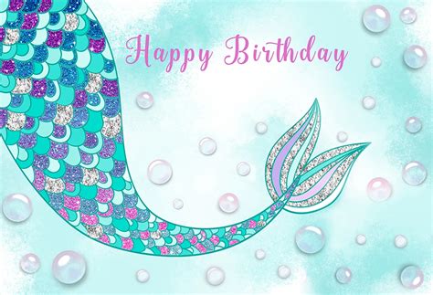 Little Mermaid Birthday Girl Princess Backdrop Photographic Baby Shower