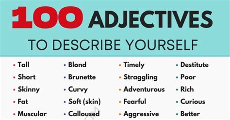 Five Adjectives To Describe Yourself