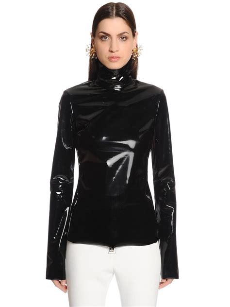 Ellery Stretch Faux Patent Leather Top In Black Lyst