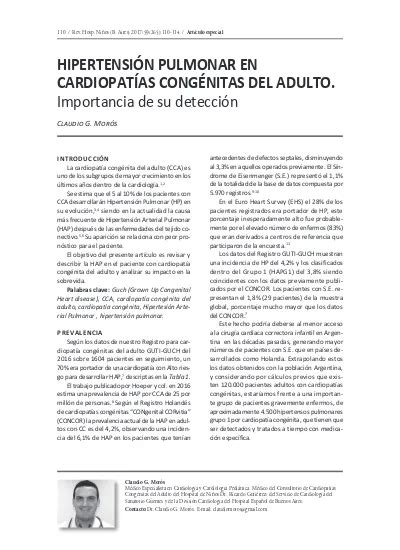 HipertensiÓn Pulmonar En CardiopatÍas CongÉnitas Del Adulto