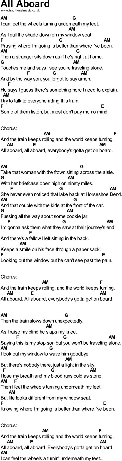 Bluegrass Songs With Chords All Aboard Lyrics And Chords Songs