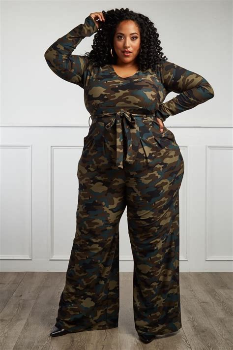 Dont Assume Plus Size Camo Print Jumpsuit Black Women Fashion Plus