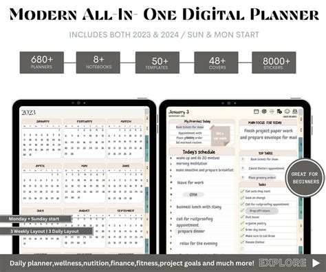 2023 2024 Boox Note Air Ultimate Planner Hyperlinked Etsy