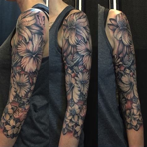 Flower Sleeve Tattoo Stencil