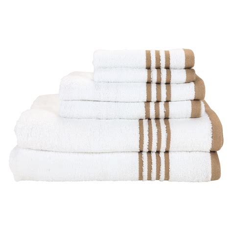 Arkwright 6 Piece Bathroom Towel Set Brown Stripes 2 Bath Towels 2