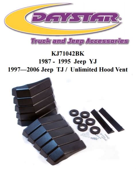 How To Install A Daystar Hood Vent Kit On Your 1987 2006 Jeep Wrangler