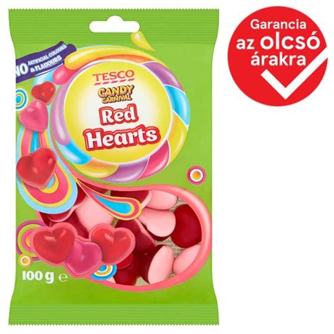 Tesco Candy Carnival Red Hearts Fruit Flavoured Jellies 100 G Tesco