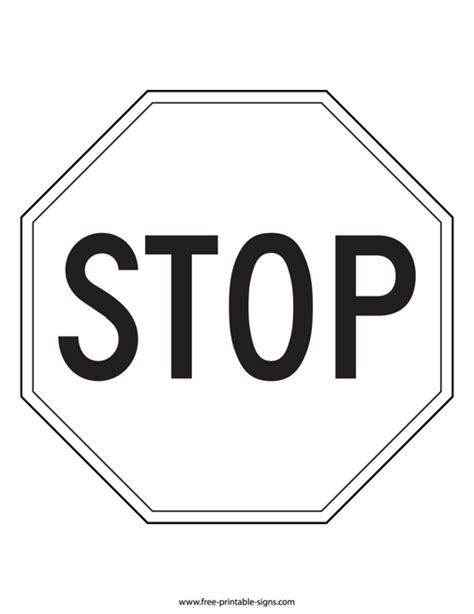 Printable Stop Sign Template Free Printable Signs Free Stop Sign