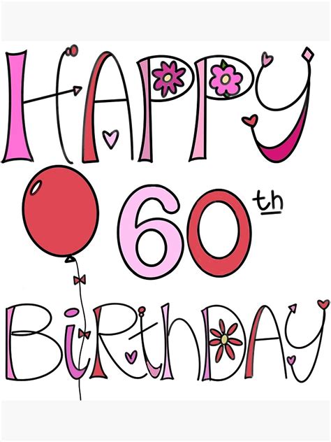 Happy 60th Birthday Colorful Doodle Art Art Print For Sale By