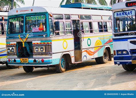 Goa India October 26 2018 Local Colorful Indian Bus Parked