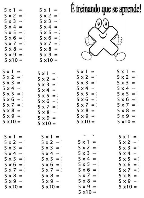 Tabuada completa para imprimir de multiplicação
