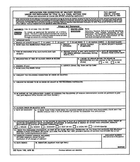 Figure Application For Correction Of Military Records Dd Form