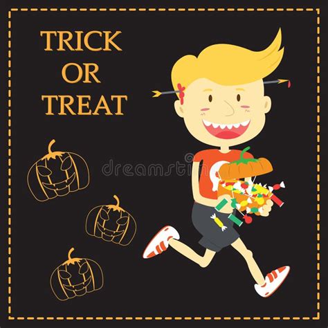 Trick Or Treat Cartoon Illustration Of Halloween Theme Stock Vector Illustration Of Characters