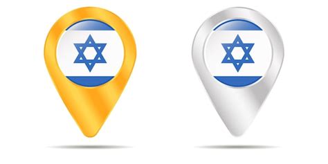 Premium Vector Map Of Pins With Flag Of Israel On A White Background