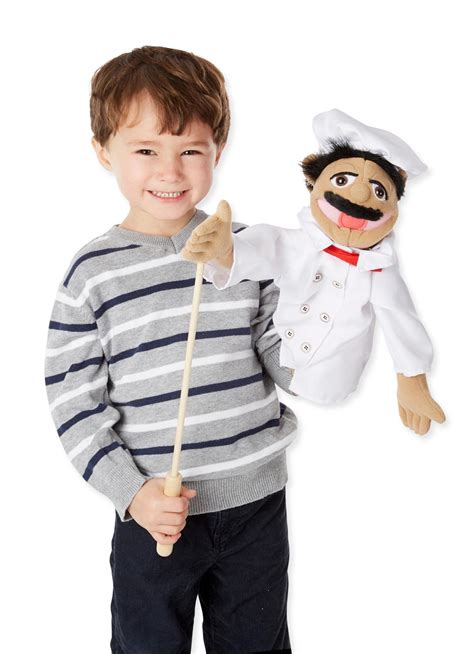 Melissa And Doug Chef Puppet With Detachable Wooden Rod For Animated