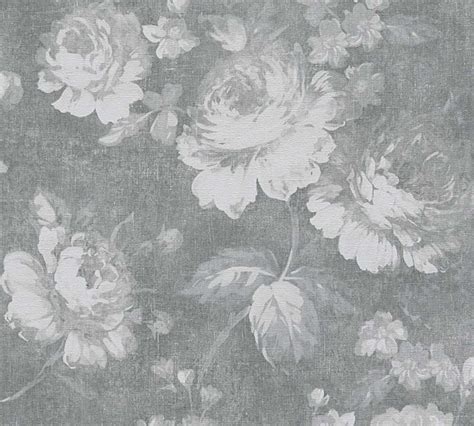 Vintage Grey Floral Wallpaper Vintage Bloom Mustard Floral Wallpaper