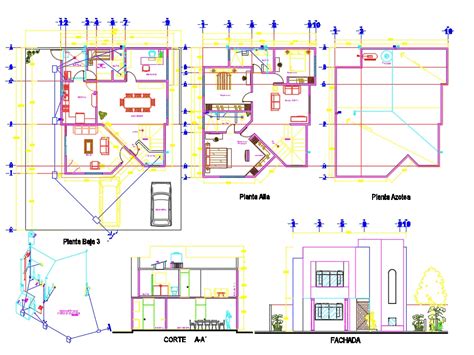 Casa habitación en AutoCAD Descargar CAD gratis MB Bibliocad